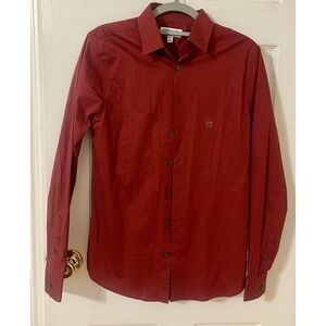 Express Extra Slim Fit Solid Button Down Shirt Men's Small Burgundy